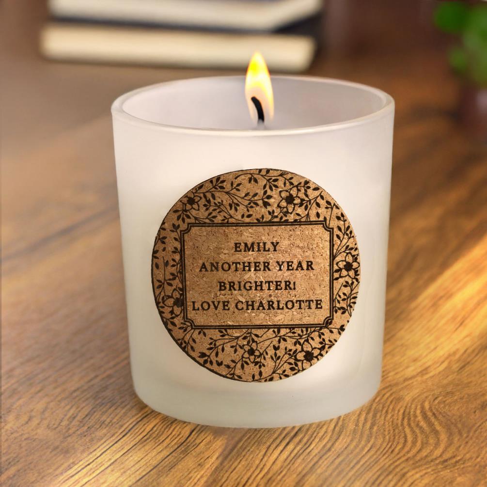 Personalised Floral Cork Label Jar Candle Extra Image 3